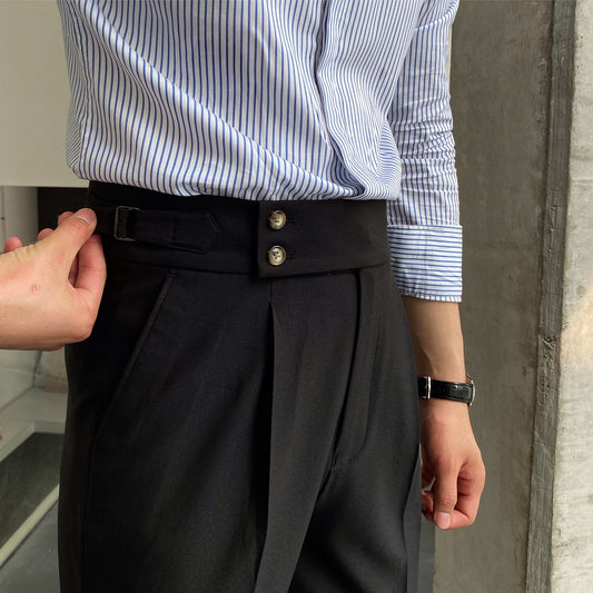 Calça casual cintura alta masculina