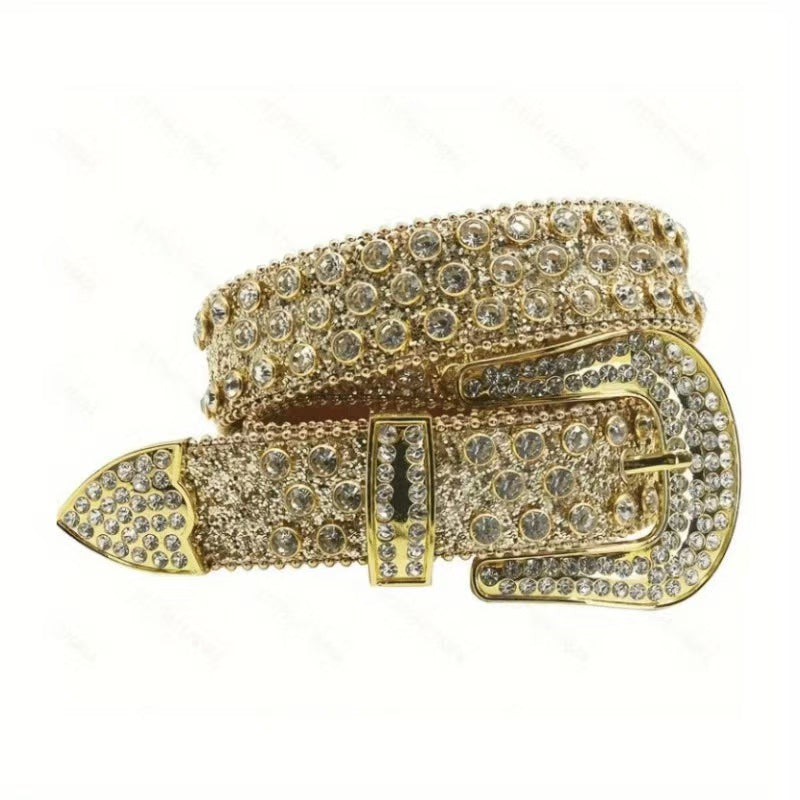 cinto largo com ilhós de strass