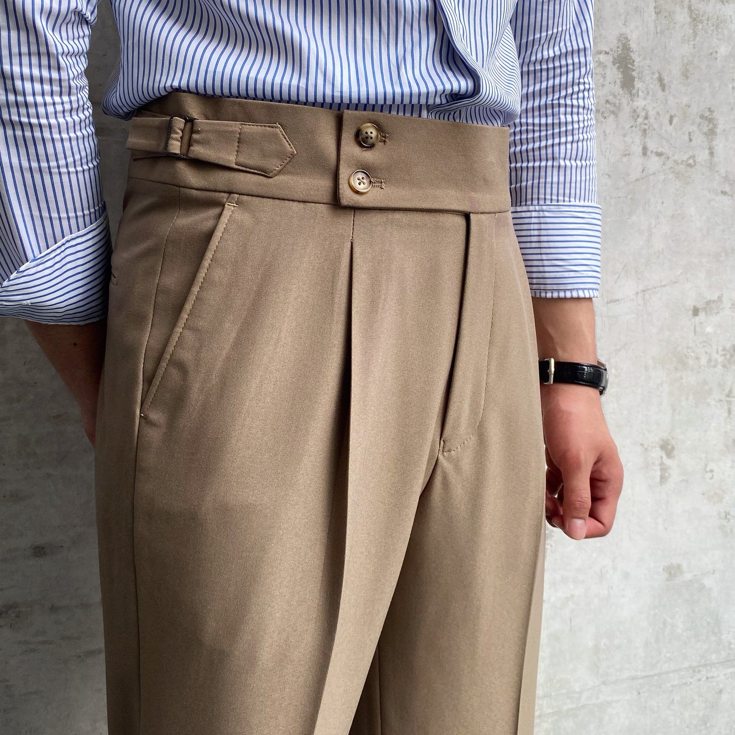 Calça casual cintura alta masculina