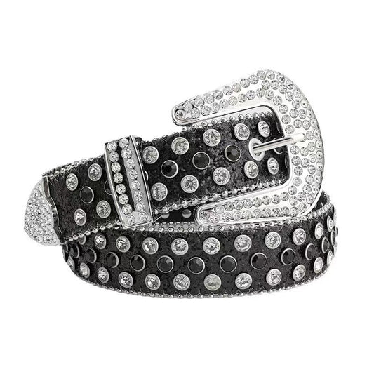 cinto largo com ilhós de strass