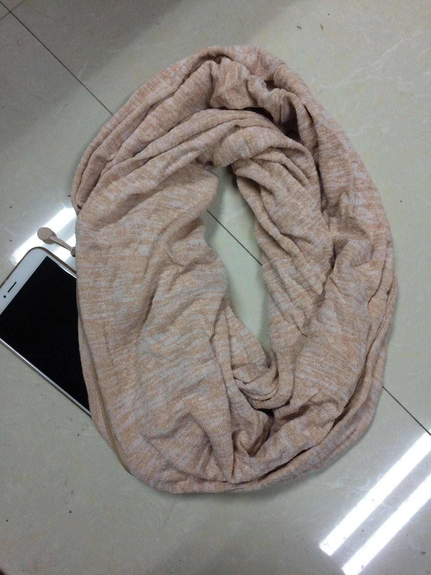 Cachecol de dupla utilização, bolso com zíper de dupla face