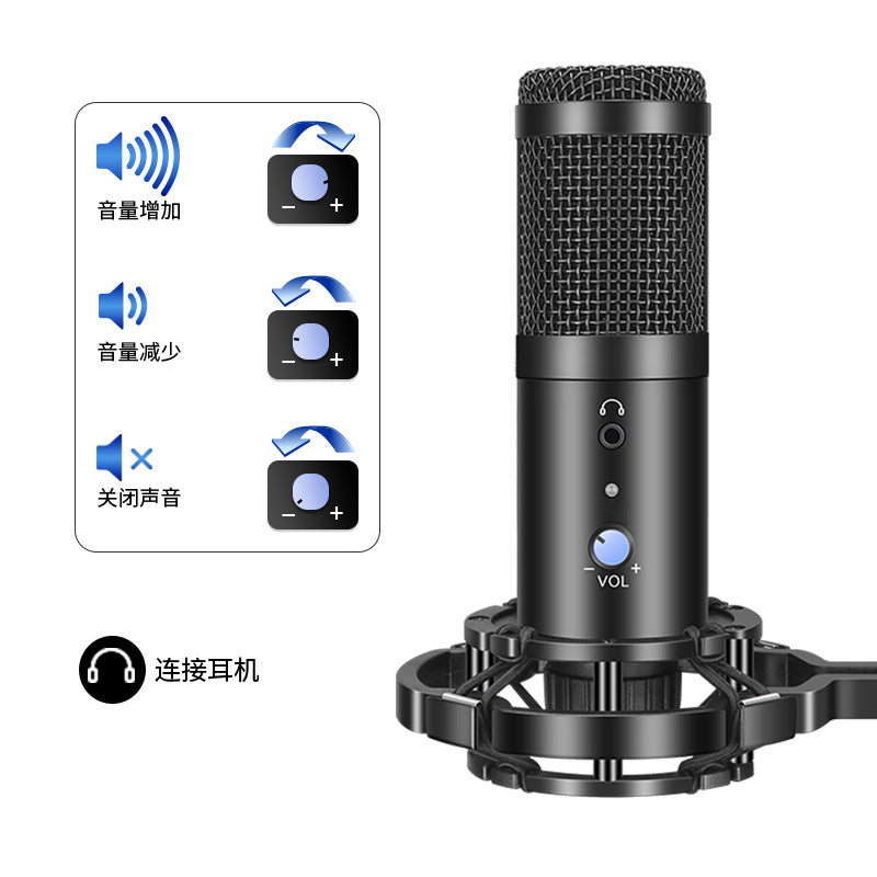 Conjunto de microfone USB com ajuste de volume
