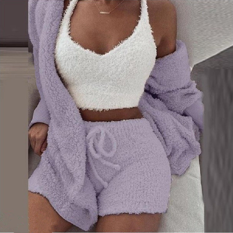 Conjunto de pijama casual de inverno feminino