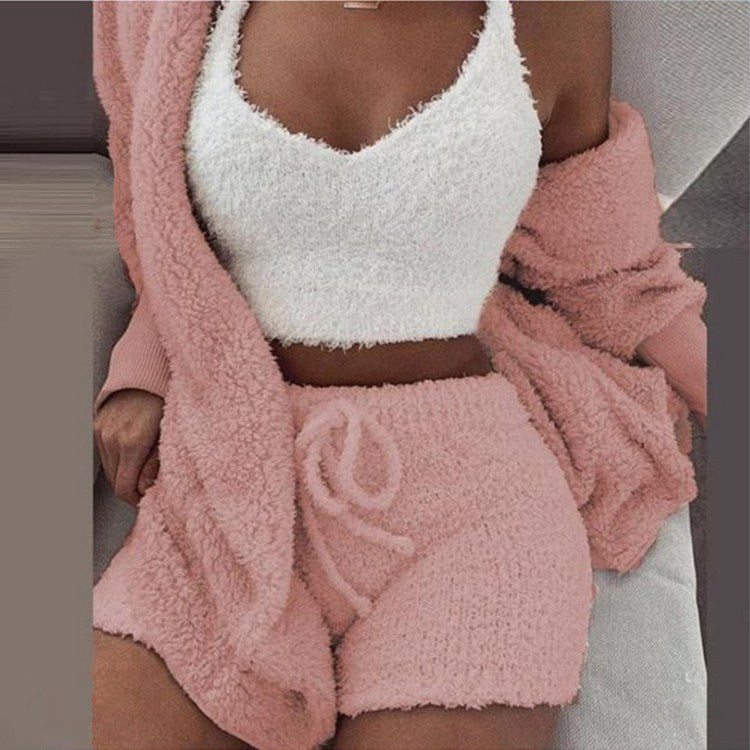 Conjunto de pijama casual de inverno feminino