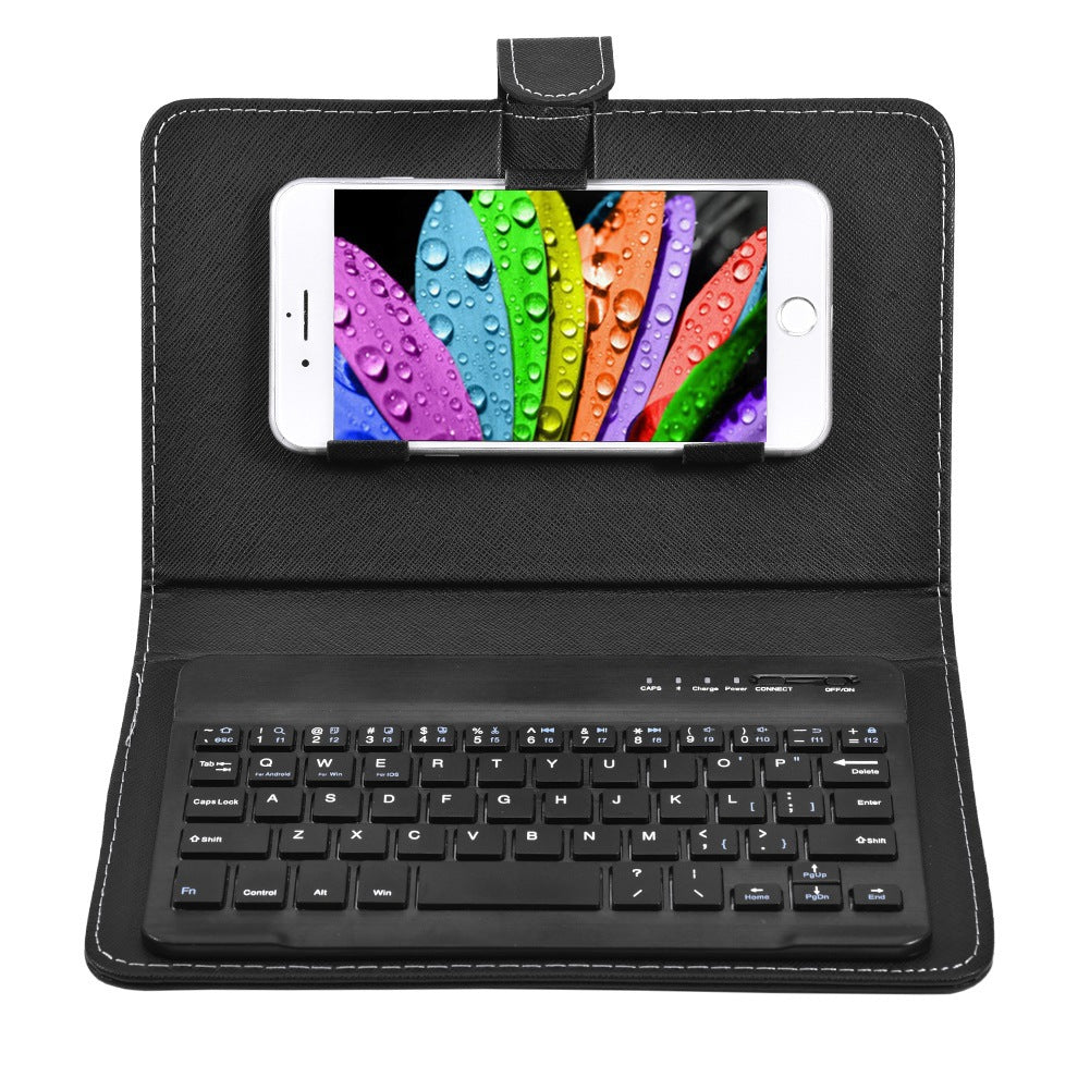 Capa de couro com teclado bluetooth para celular