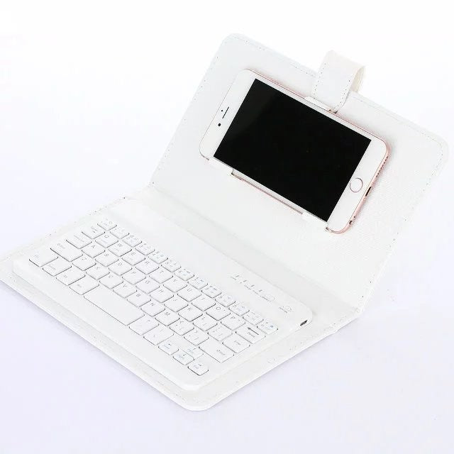 Capa de couro com teclado bluetooth para celular