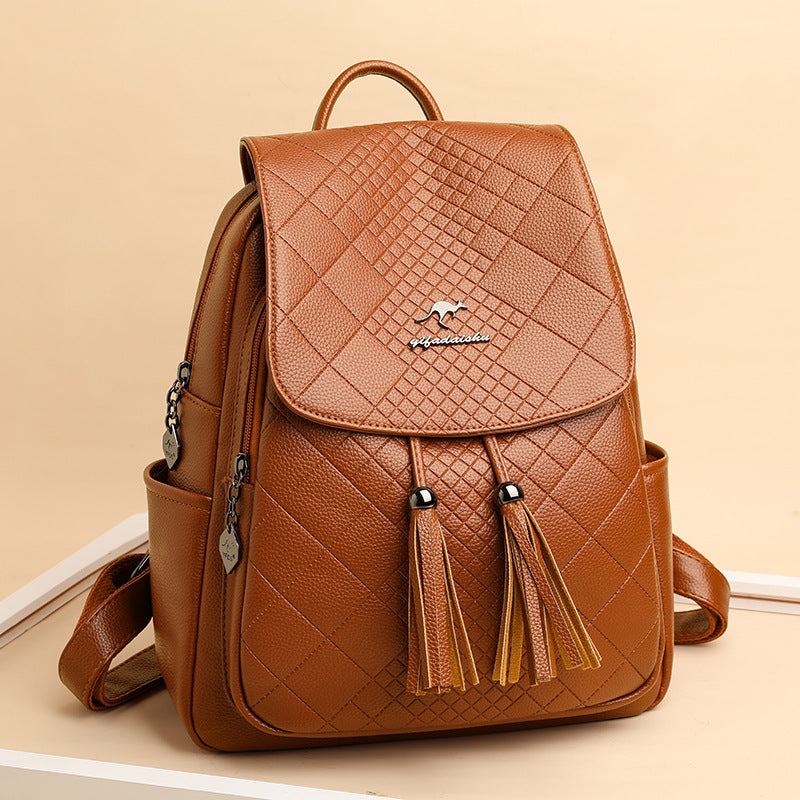 Mochila de couro macio feminina