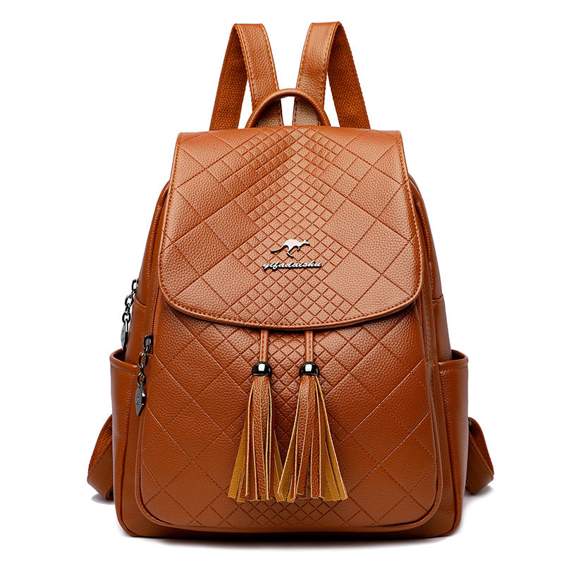 Mochila de couro macio feminina