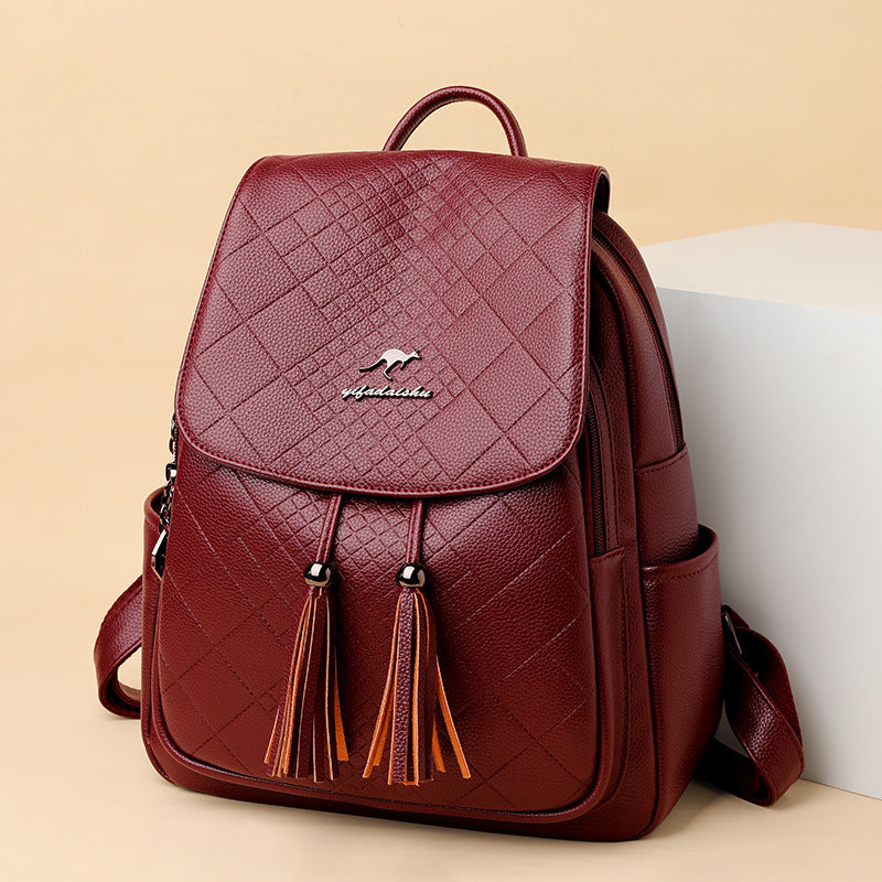 Mochila de couro macio feminina