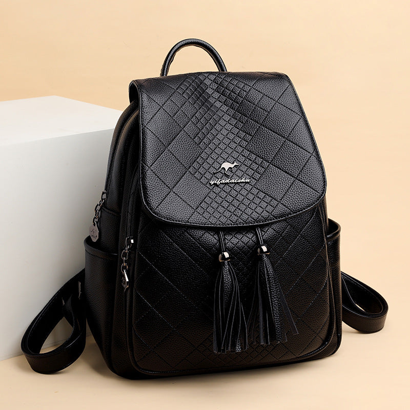 Mochila de couro macio feminina