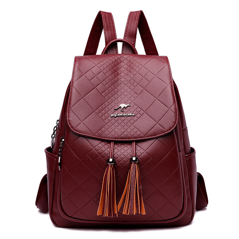 Mochila de couro macio feminina