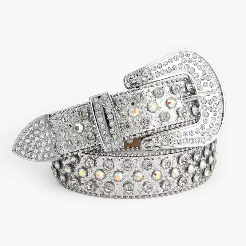 cinto largo com ilhós de strass