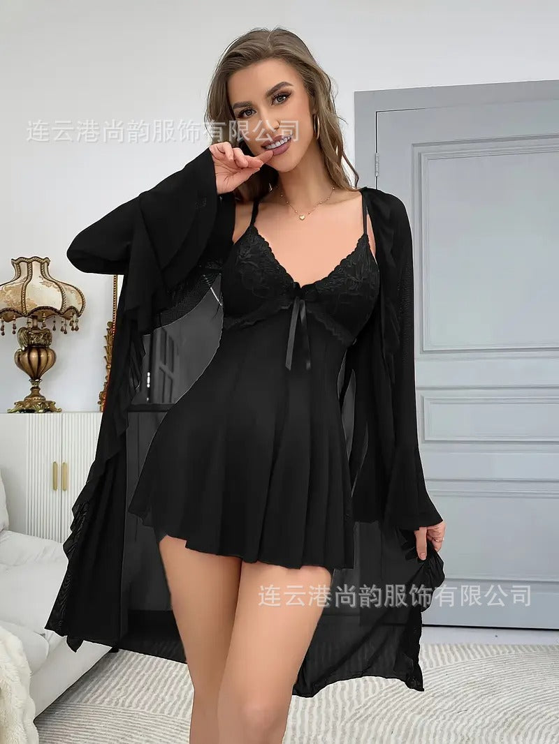 Camisola de renda transparente  para mulheres