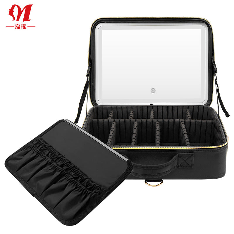 Estojo para cosméticos com espelho LED portátil