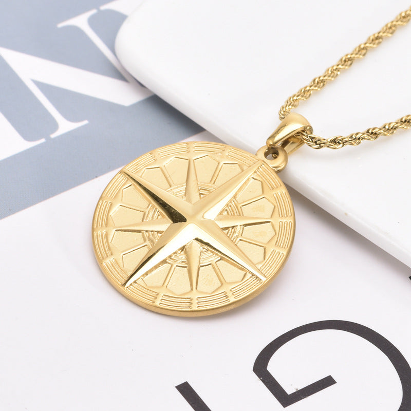 colar com pingente de estrela de quatro pontas