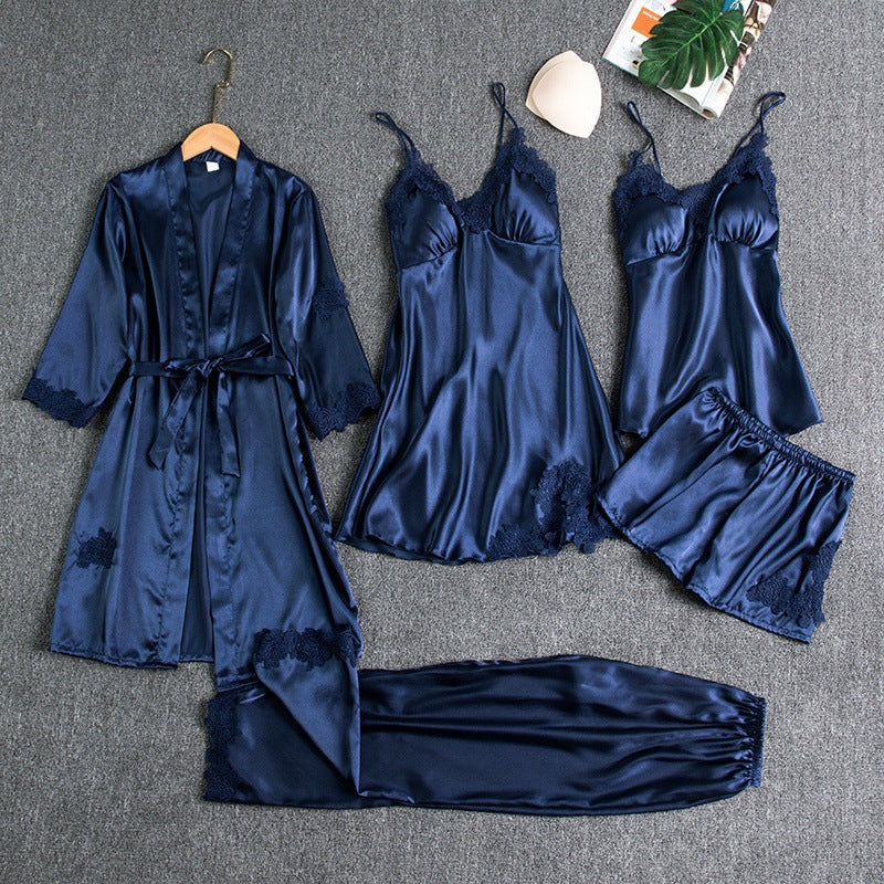 Conjunto de roupa de seda para dormir 