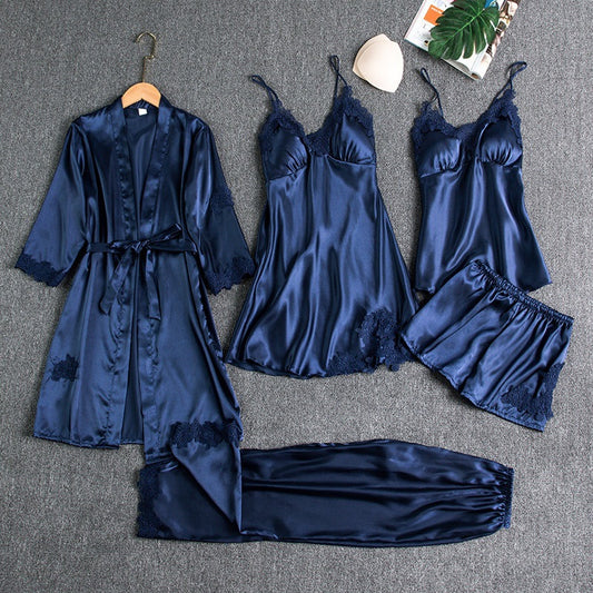 Conjunto de roupa de seda para dormir 