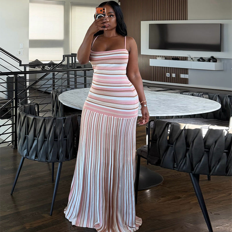 Vestido  listrado estilo moderno e fresco para o verão