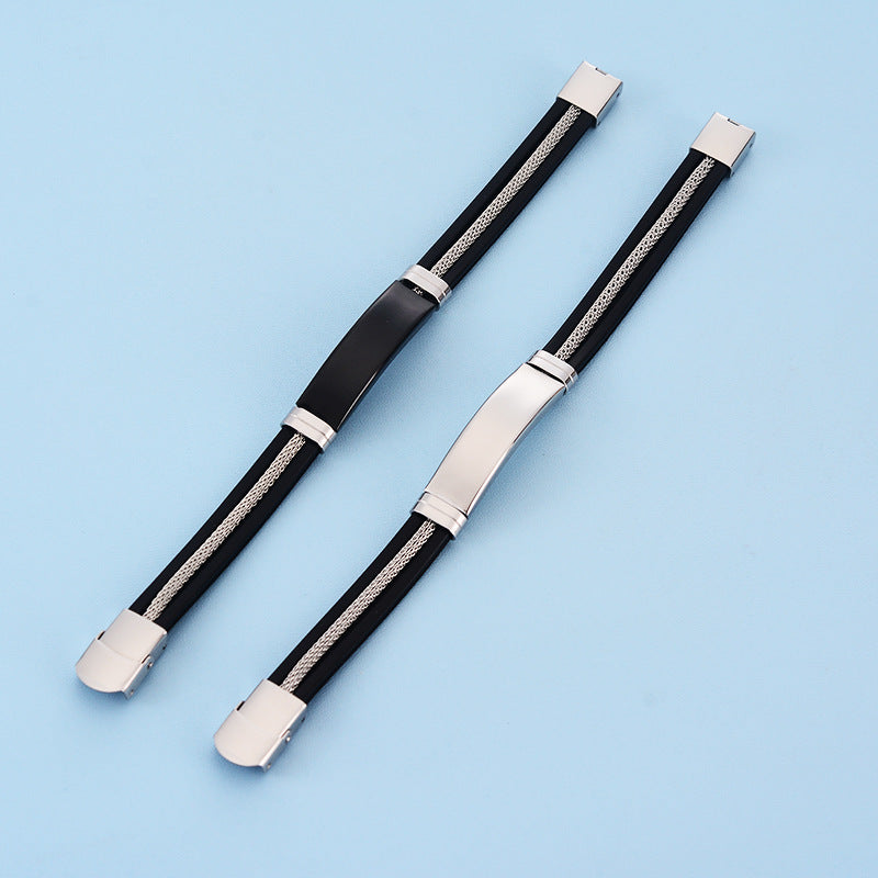 Pulseira  de aço inoxidável e silicone Unissex