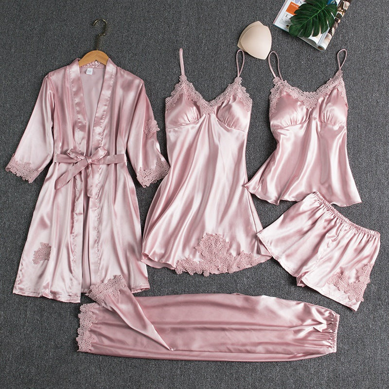 Conjunto de roupa de seda para dormir 