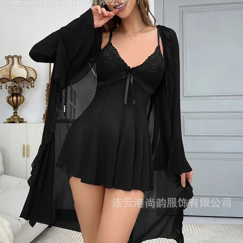 Camisola de renda transparente  para mulheres