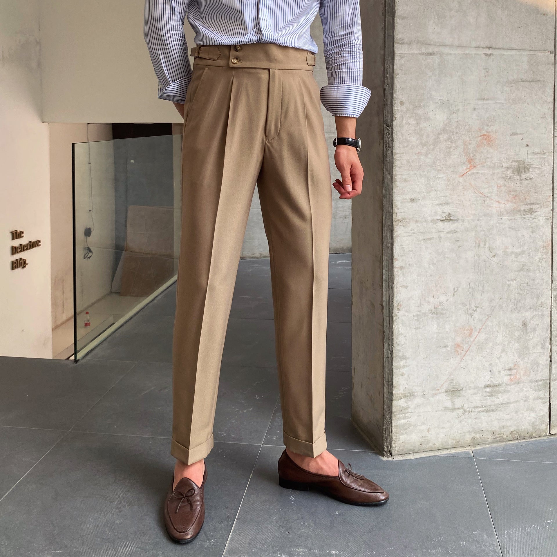  Calça casual cintura alta  masculina 