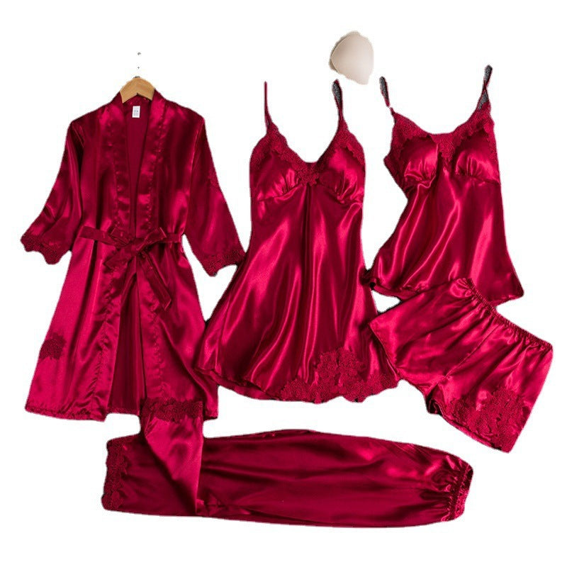 Conjunto de roupa de seda para dormir 