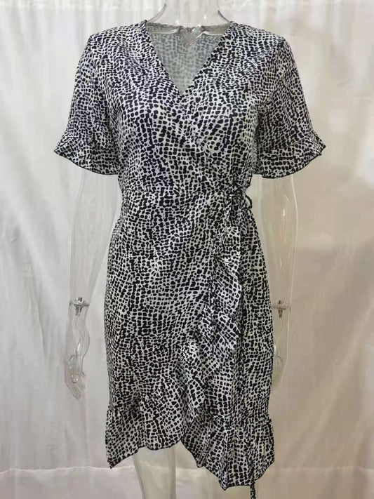  Vestido floral com decote em V