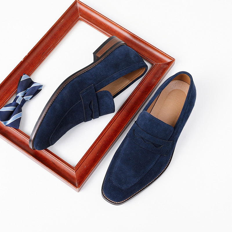 sapatos de couro genuíno, sapatos masculinos de camurça.