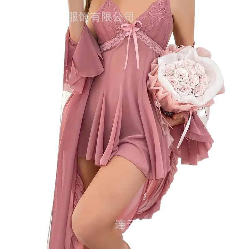 Camisola de renda transparente  para mulheres