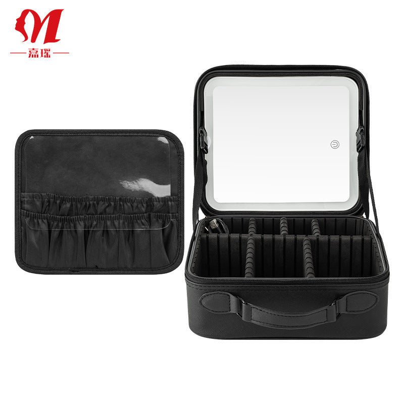 Estojo para cosméticos com espelho LED portátil