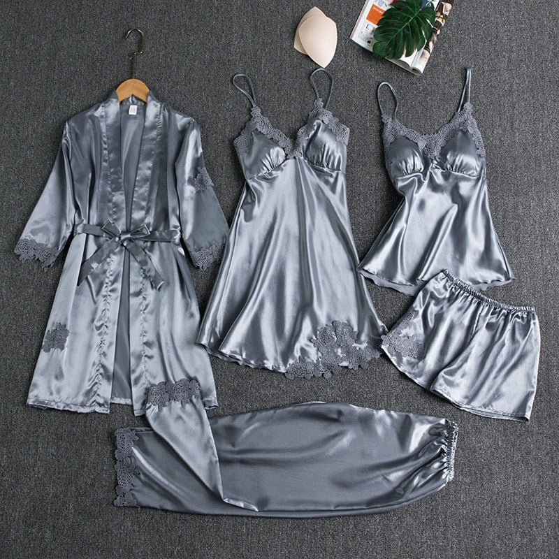 Conjunto de roupa de seda para dormir 