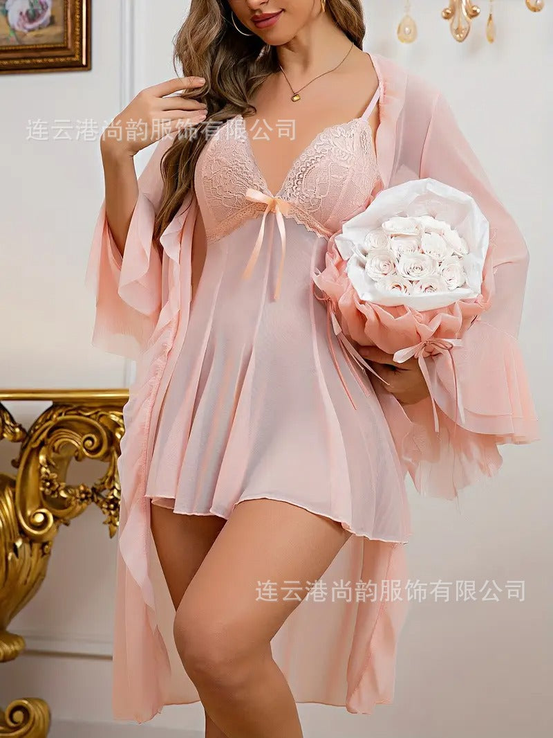 Camisola de renda transparente  para mulheres