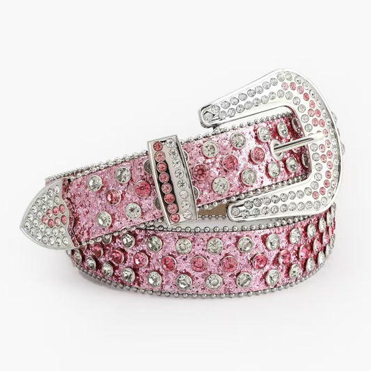 cinto largo com ilhós de strass