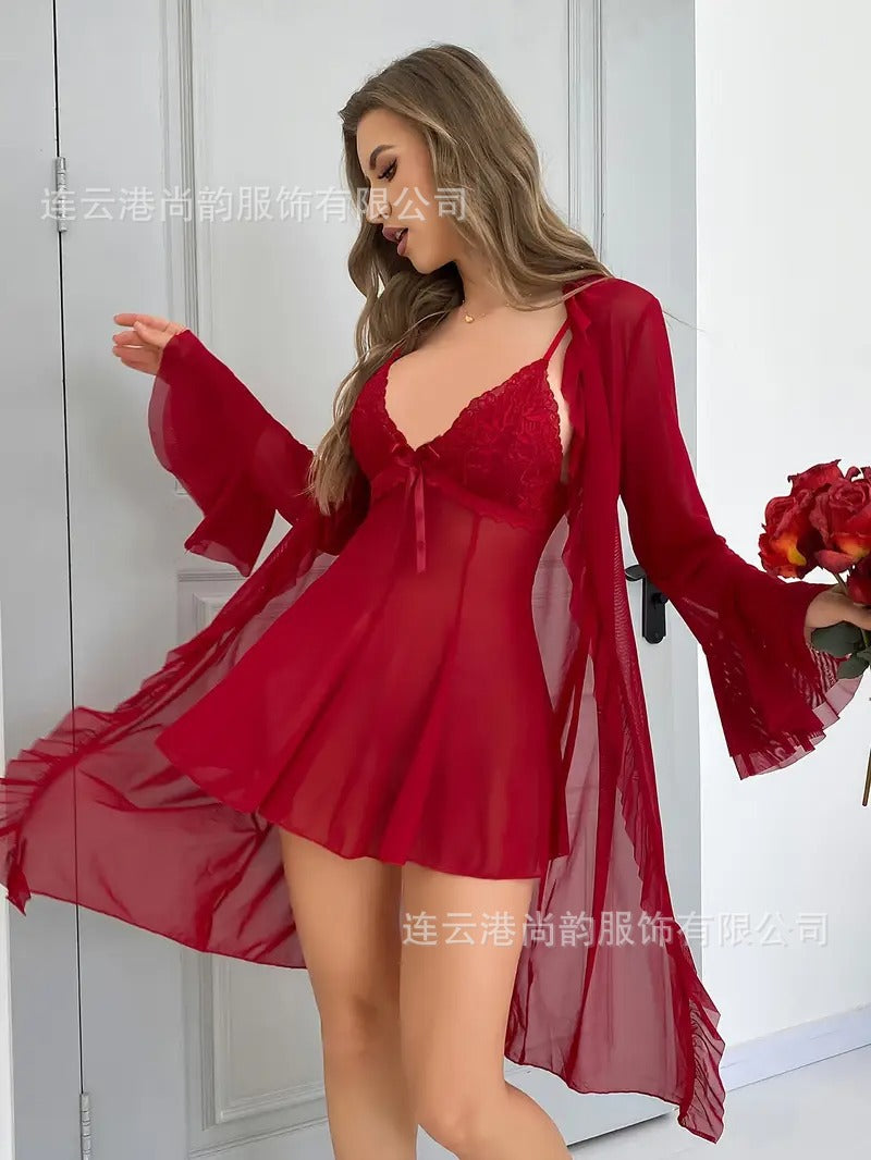 Camisola de renda transparente  para mulheres