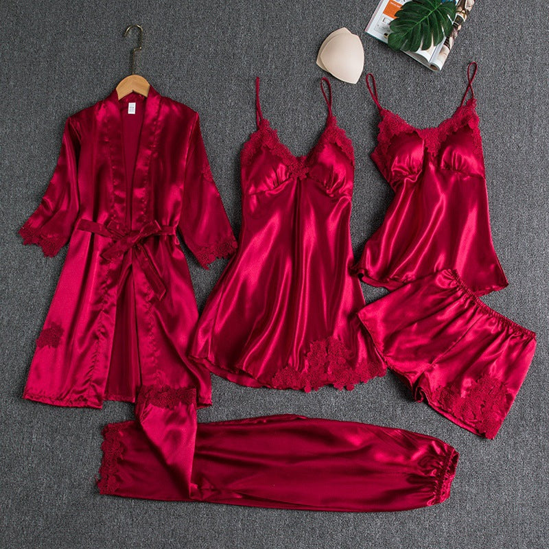 Conjunto de roupa de seda para dormir 