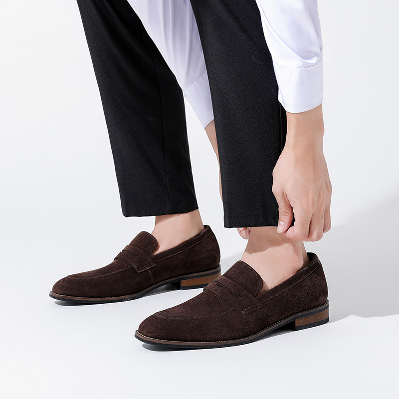sapatos de couro genuíno, sapatos masculinos de camurça.