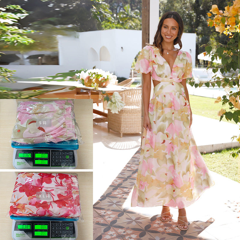    vestido floral grande com design sem costas