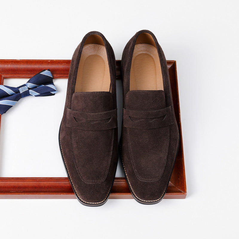 sapatos de couro genuíno, sapatos masculinos de camurça.
