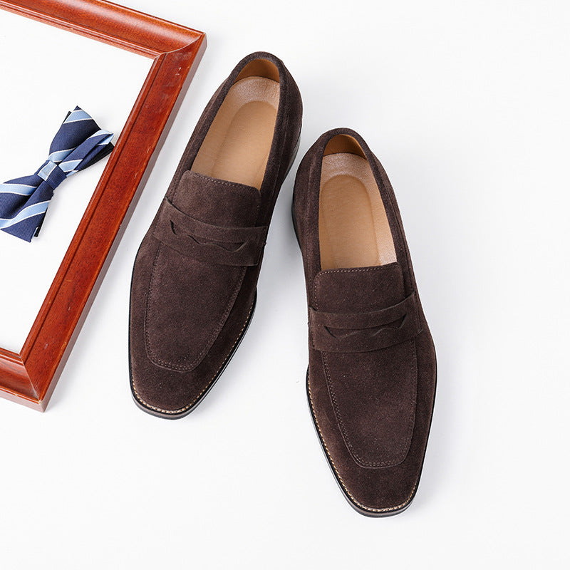 sapatos de couro genuíno, sapatos masculinos de camurça.