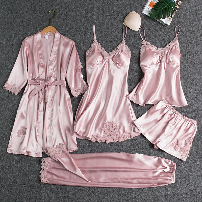 Conjunto de roupa de seda para dormir 