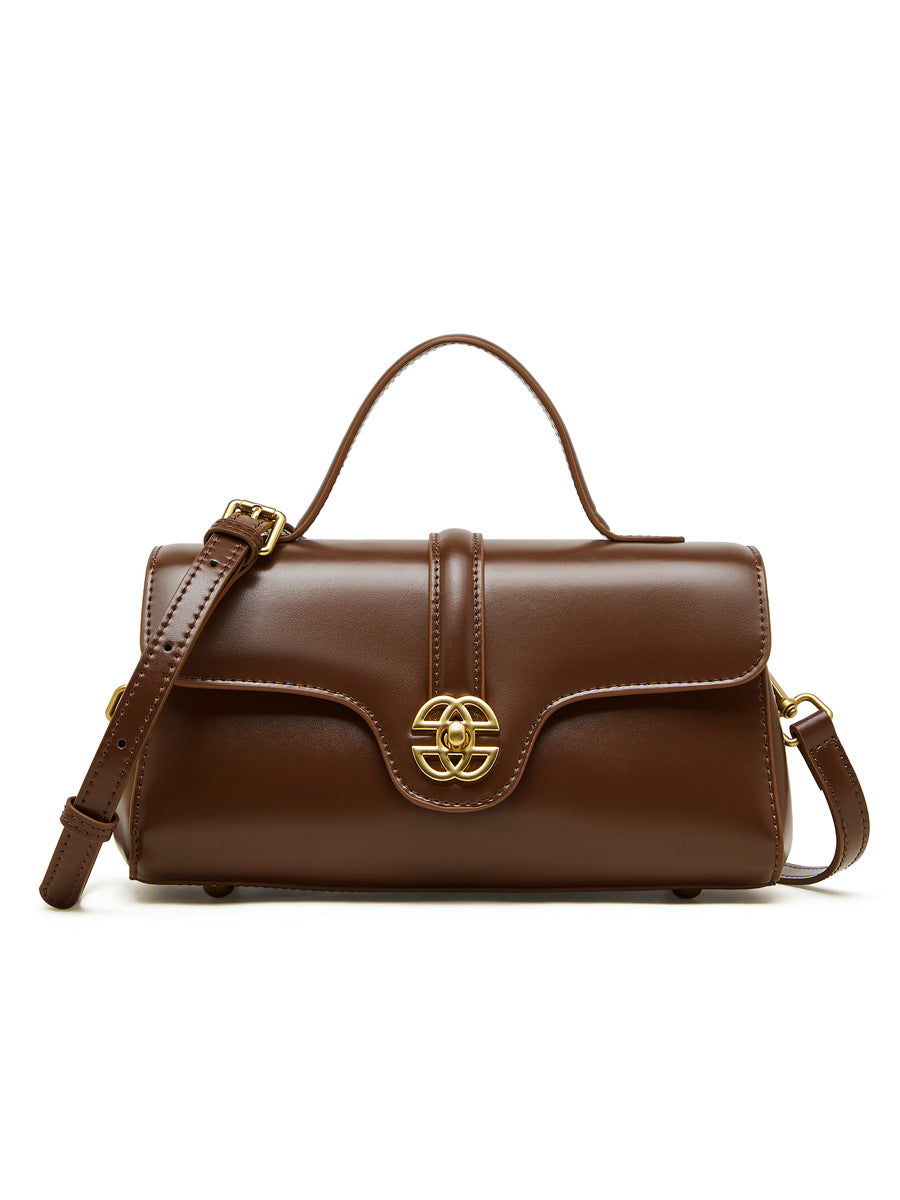  Bolsa de couro com fecho para mulheres.