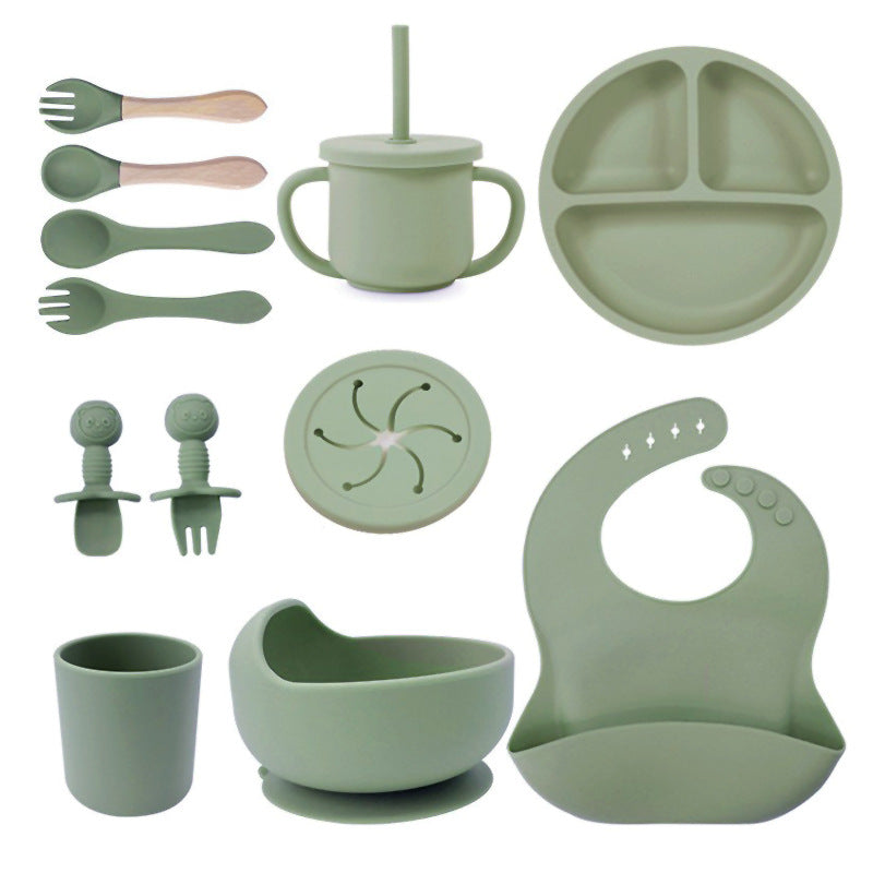 Conjunto de talheres de silicone para Bebes