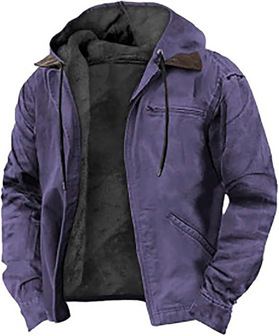 Jaqueta masculina casual acolchoada com forro de lã e bolsos com zíper