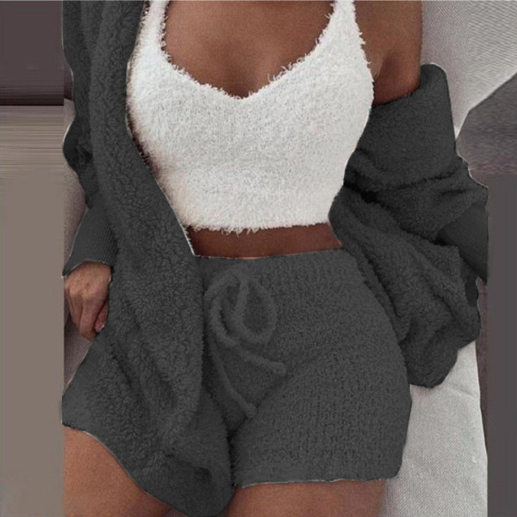 Conjunto de pijama casual de inverno feminino